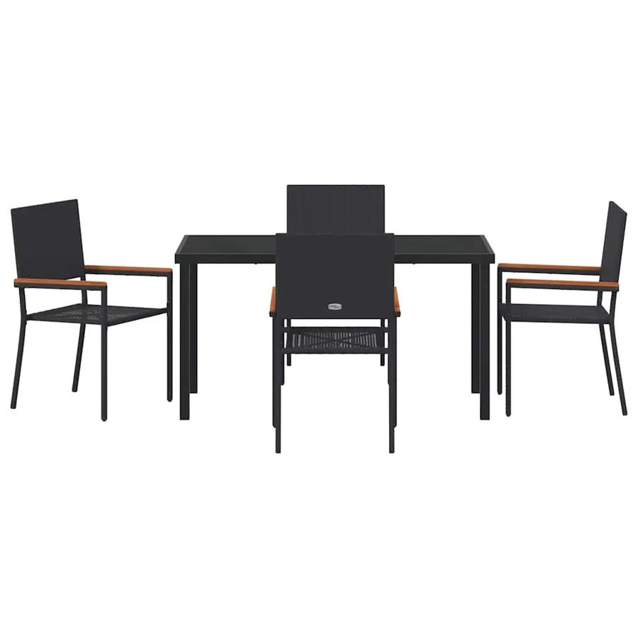 Ensemble de salle à manger pour jardin 5 pcs Noir polyrotin - 7