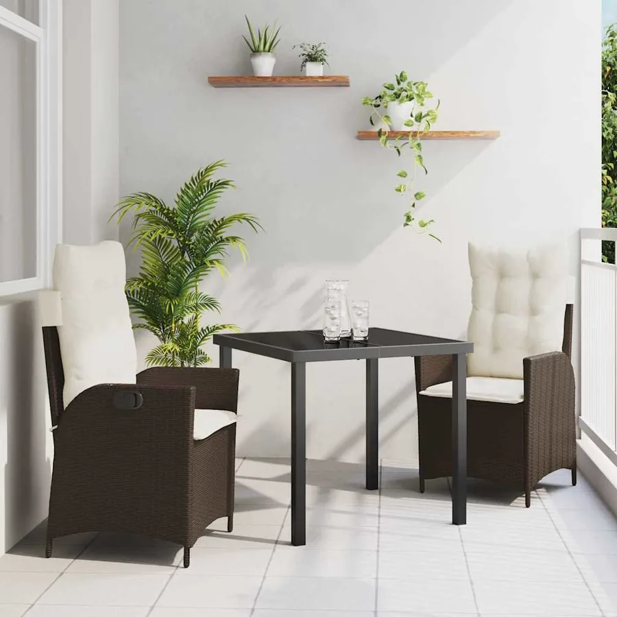 Ensemble de salle à manger pour jardin 3 pcs Marron polyrotin