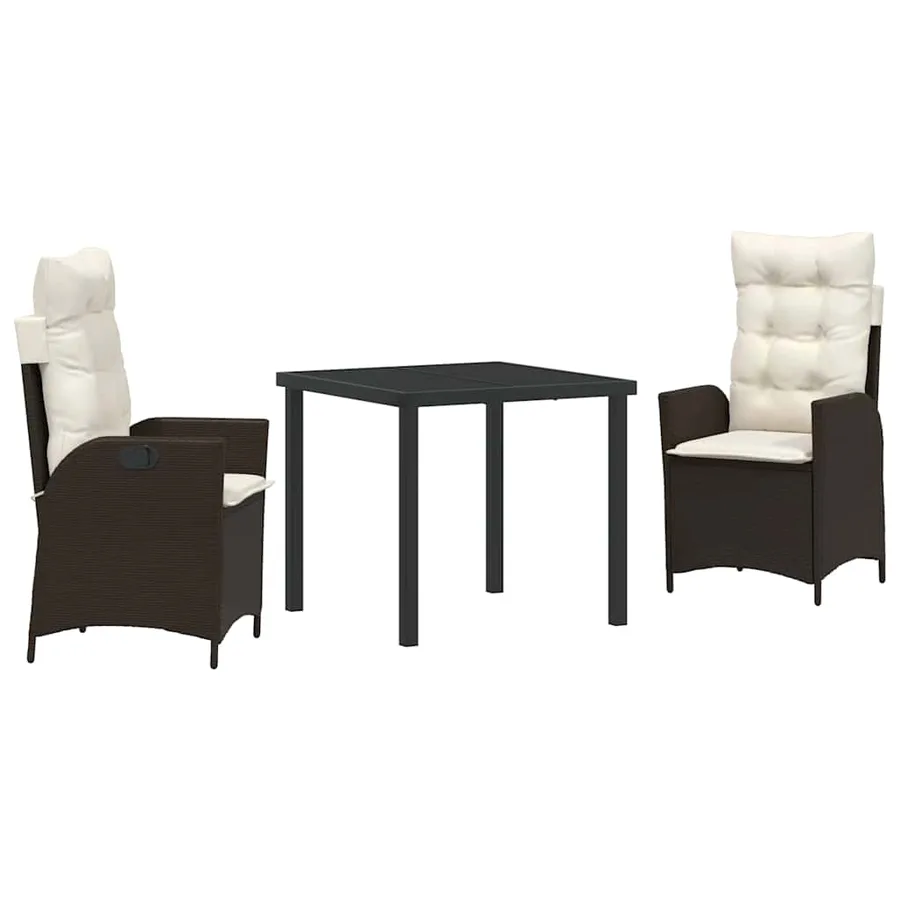 Ensemble de salle à manger pour jardin 3 pcs Marron polyrotin - 2