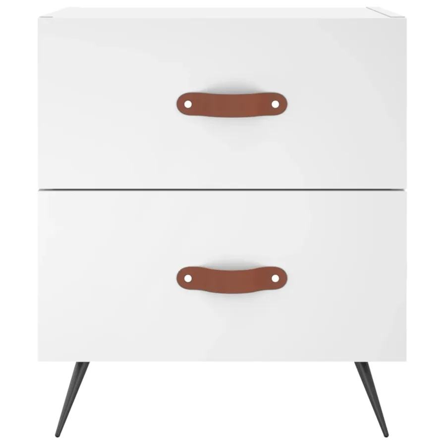 Table de chevet blanc 40x35x47,5 cm bois d’ingénierie - 4