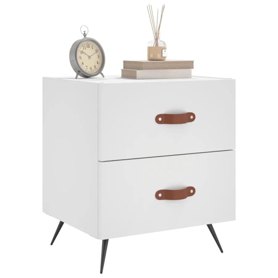 Table de chevet blanc 40x35x47,5 cm bois d’ingénierie - 8