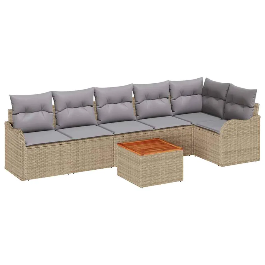 Ensemble de canapé de jardin 7 pcs Beige et Gris clair - 2