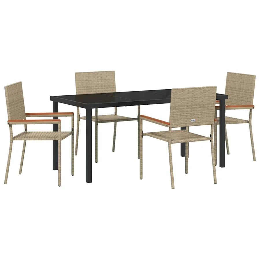 Ensemble de salle à manger pour jardin 5 pcs Beige polyrotin - 2