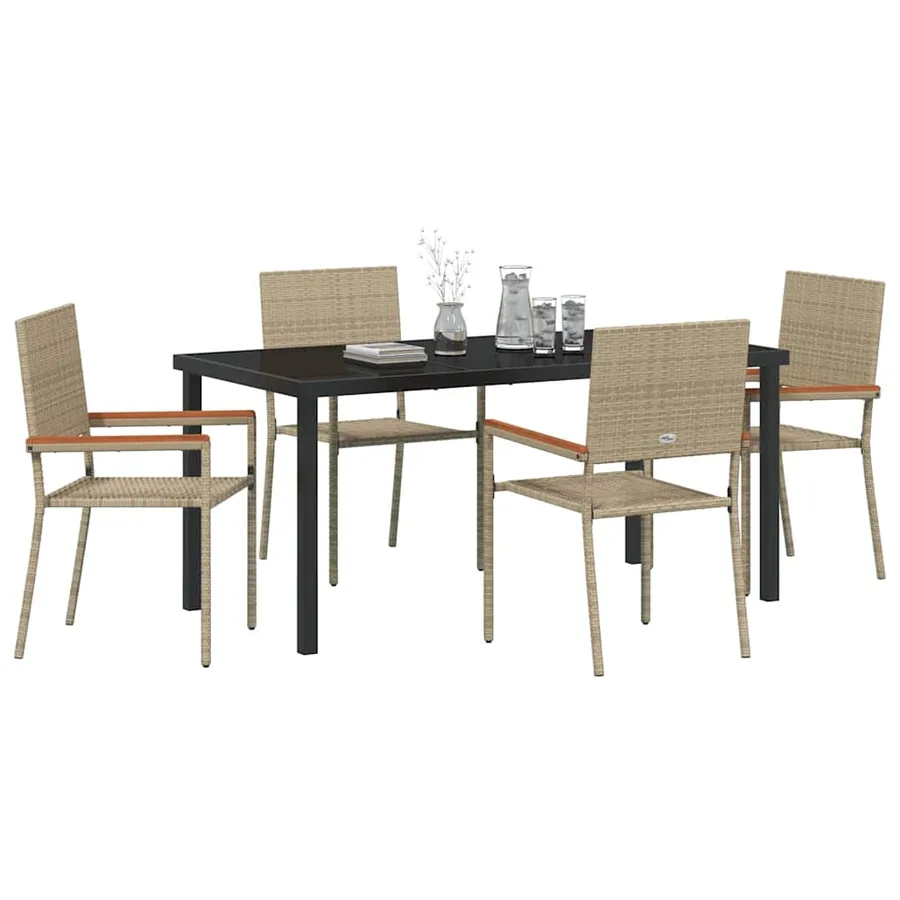 Ensemble de salle à manger pour jardin 5 pcs Beige polyrotin - 3