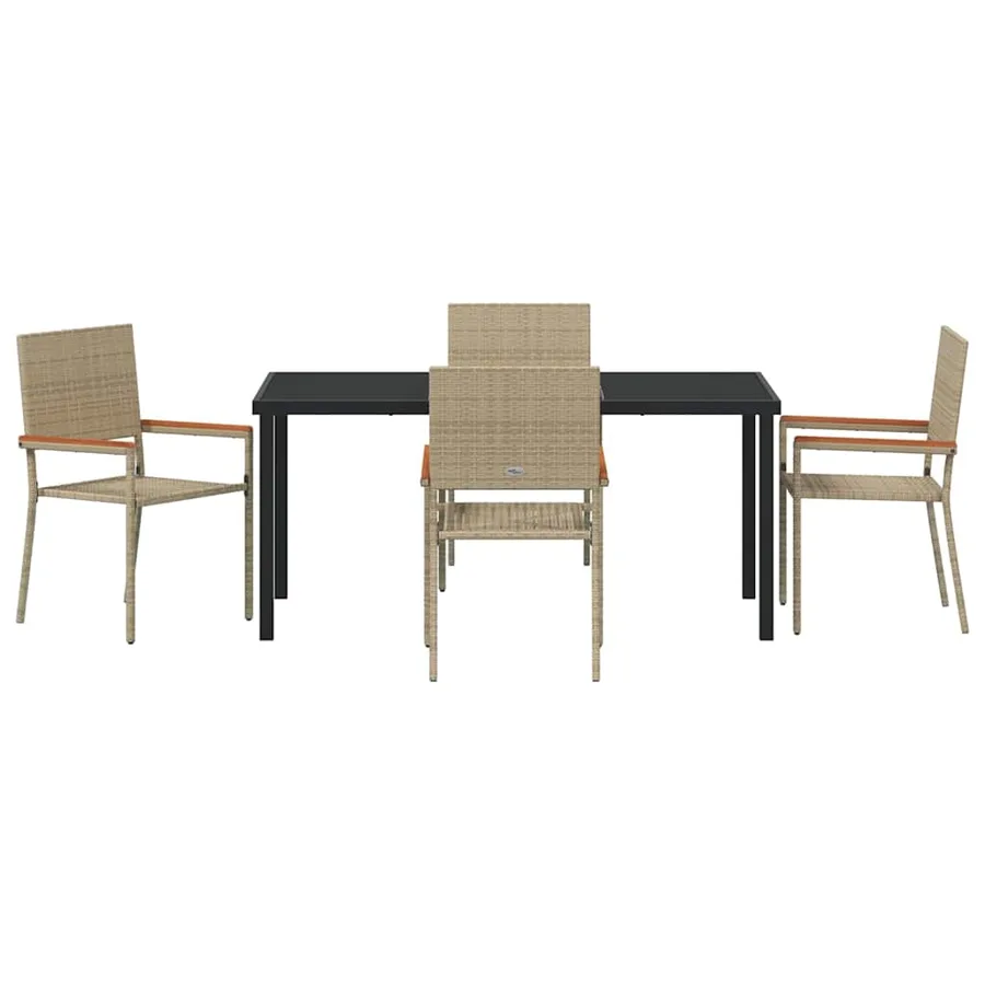 Ensemble de salle à manger pour jardin 5 pcs Beige polyrotin - 7