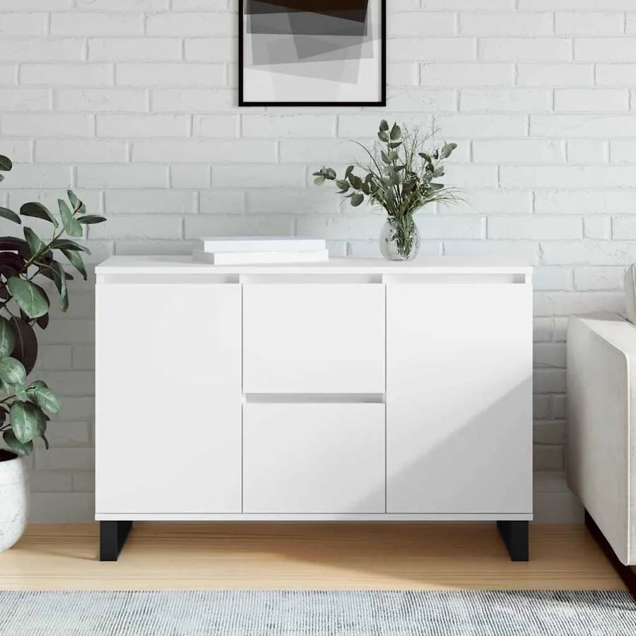 Buffet blanc 101,5x35x70 cm bois d'ingénierie