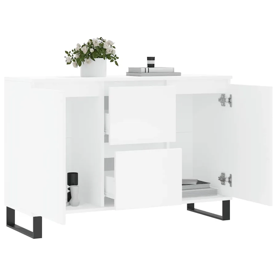 Buffet blanc 101,5x35x70 cm bois d'ingénierie - 4