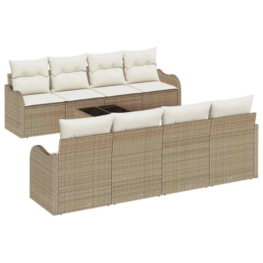 Ensemble de canapé de jardin avec coussin 9 pcs Beige et crème - 2