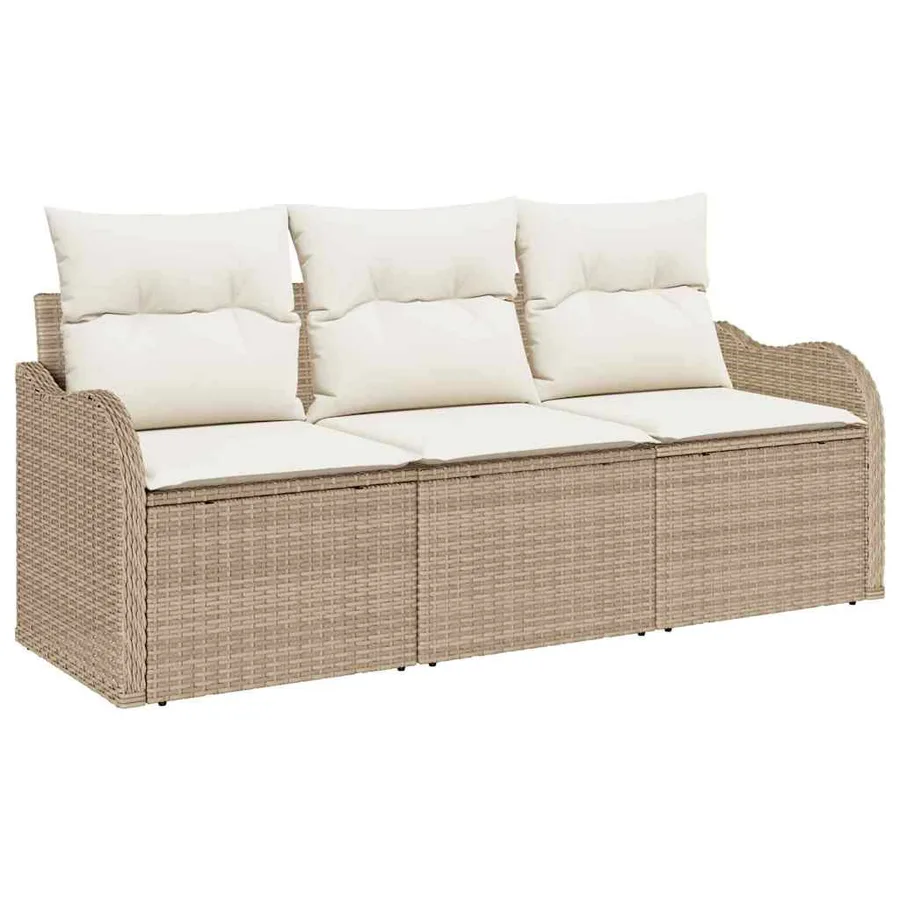 Ensemble de canapé de jardin 3 pcs Beige Poly rotin - 2