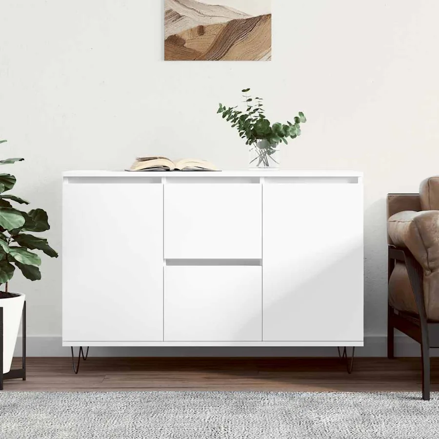 Buffet blanc 101,5x35x70 cm bois d'ingénierie