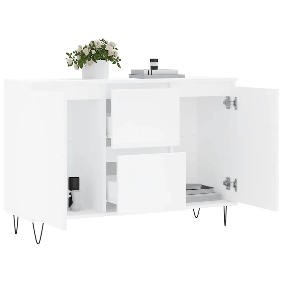 Buffet blanc 101,5x35x70 cm bois d'ingénierie - 4
