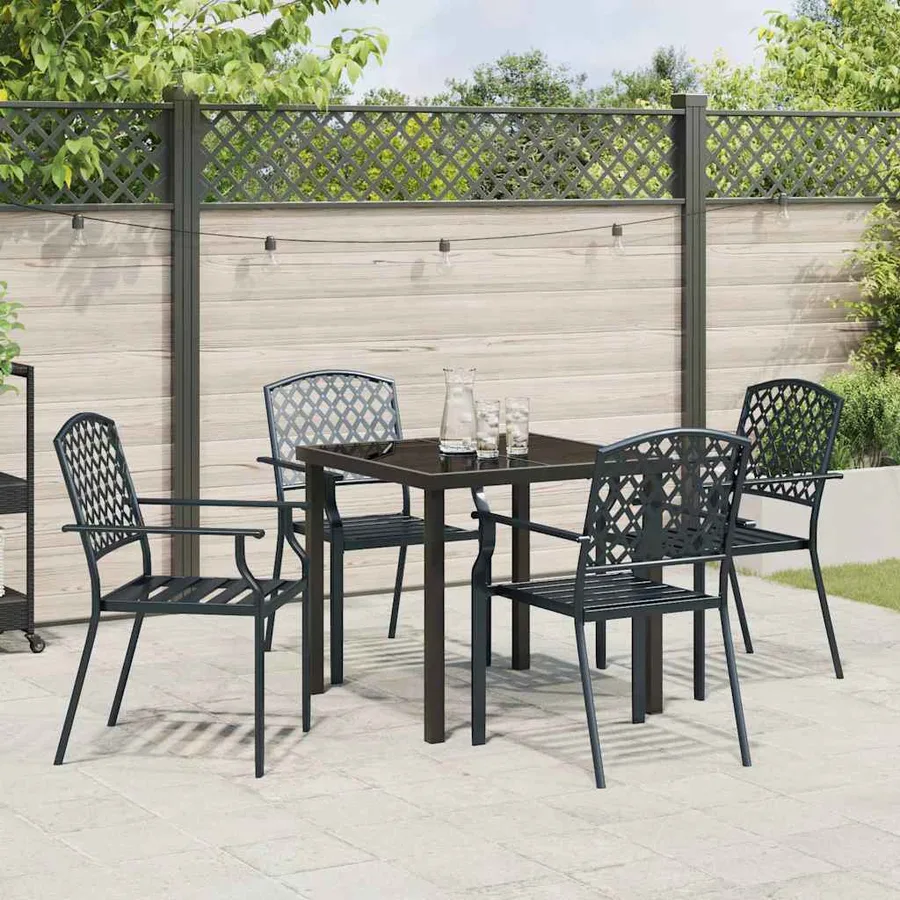 Ensemble de salle à manger pour jardin 5 pcs Anthracite - 4