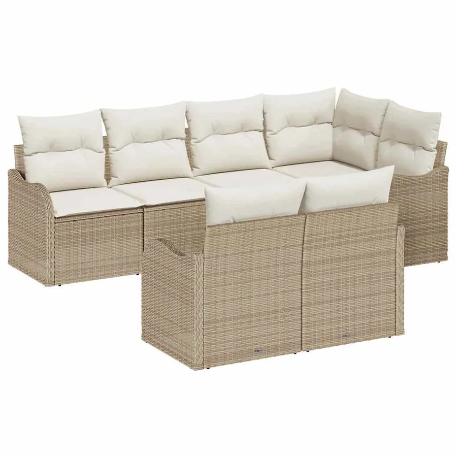 Ensemble de canapé de jardin 7 pcs Beige Poly rotin - 2