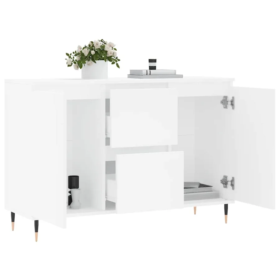 Buffet blanc 101,5x35x70 cm bois d'ingénierie - 4