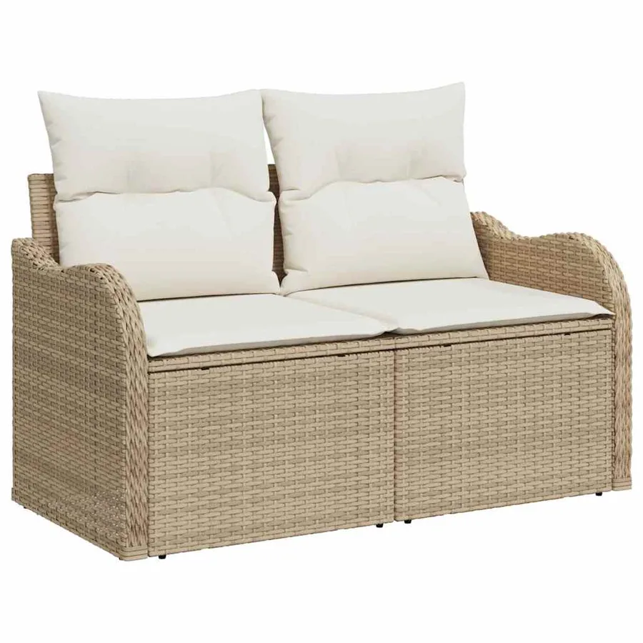 Ensemble de canapé de jardin 7 pcs Beige et crème polyrotin - 4