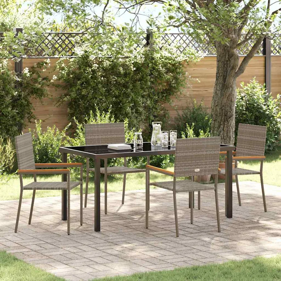 Ensemble de salle à manger pour jardin 5 pcs Gris polyrotin