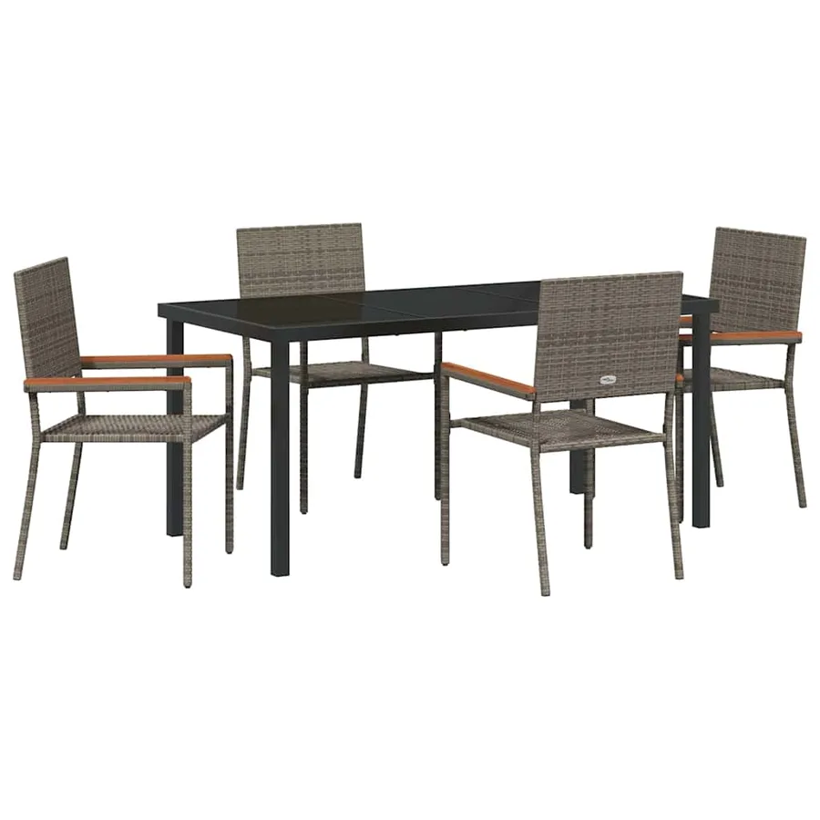 Ensemble de salle à manger pour jardin 5 pcs Gris polyrotin - 2
