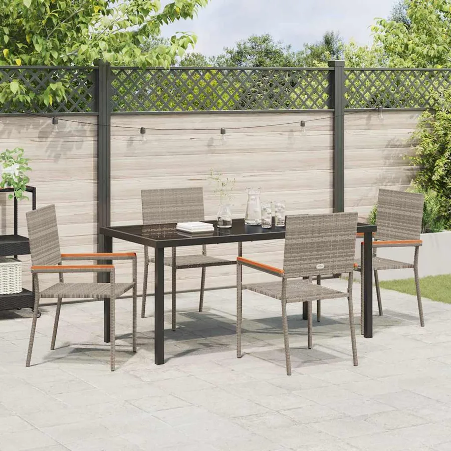 Ensemble de salle à manger pour jardin 5 pcs Gris polyrotin - 4
