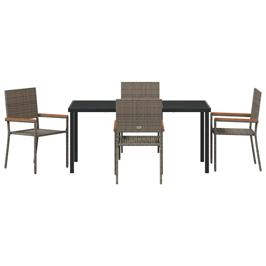 Ensemble de salle à manger pour jardin 5 pcs Gris polyrotin - 7
