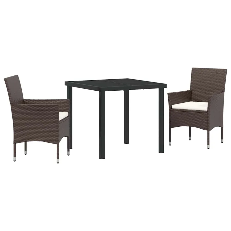Ensemble de salle à manger pour jardin 3 pcs Marron polyrotin - 2