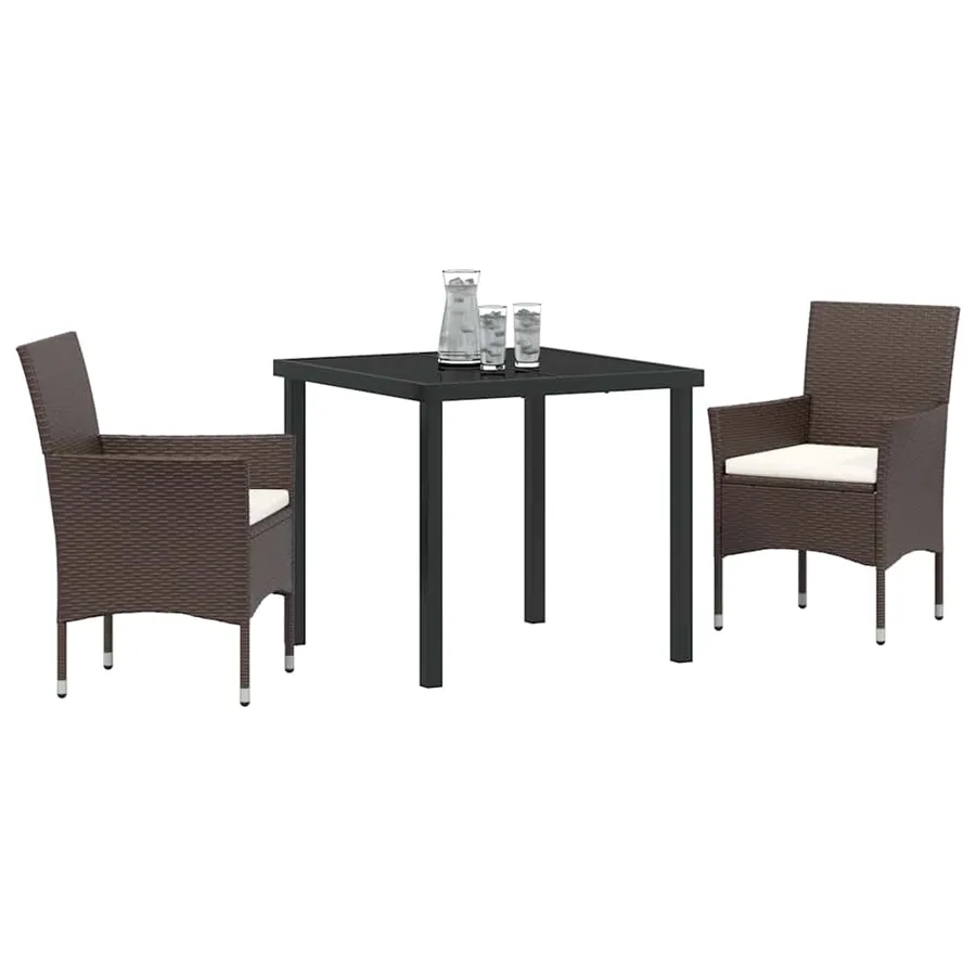 Ensemble de salle à manger pour jardin 3 pcs Marron polyrotin - 3