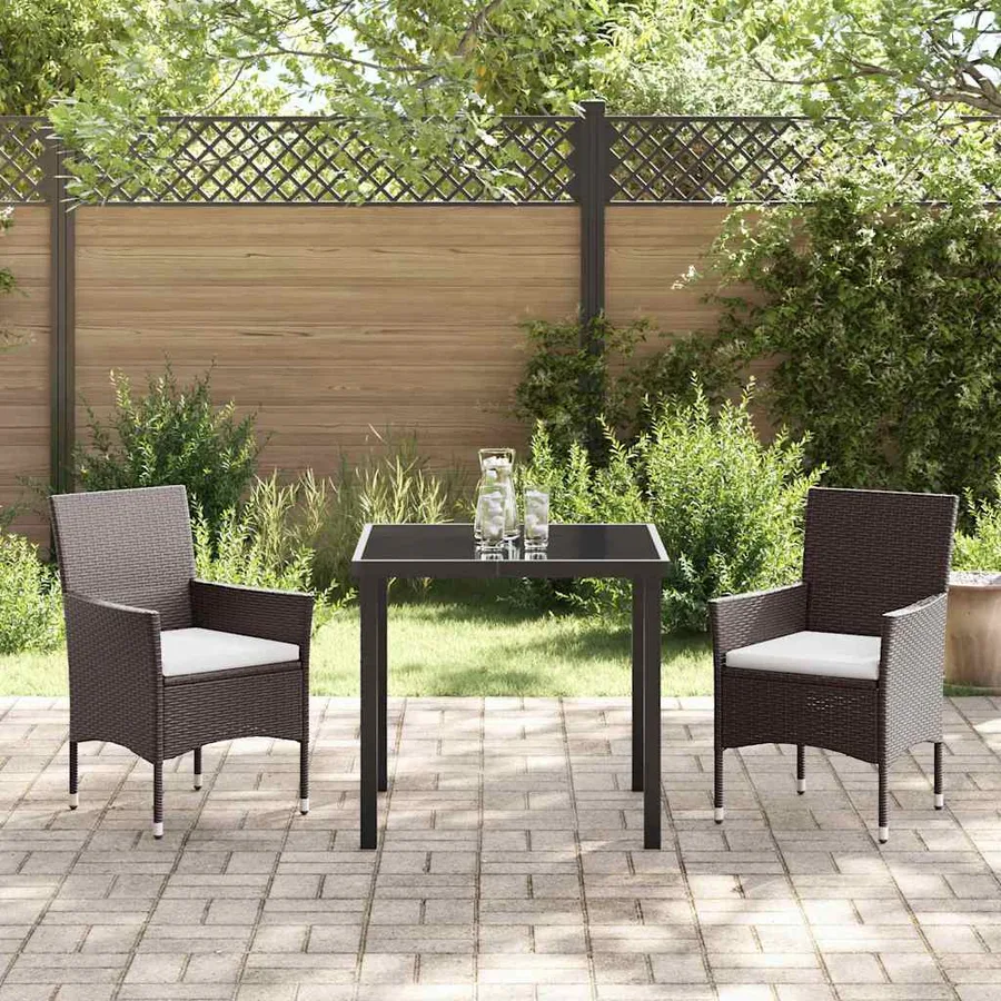 Ensemble de salle à manger pour jardin 3 pcs Marron polyrotin - 4