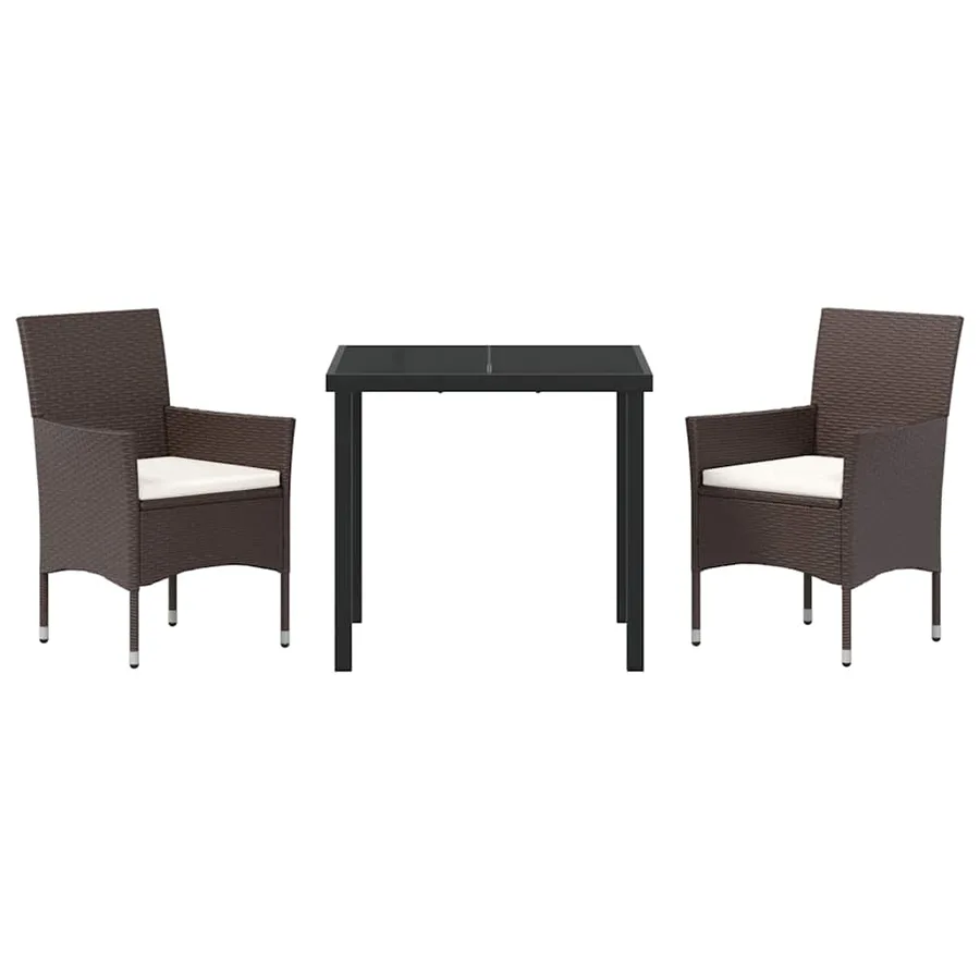 Ensemble de salle à manger pour jardin 3 pcs Marron polyrotin - 7