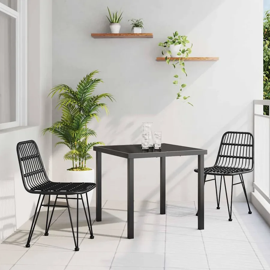 Ensemble de salle à manger pour jardin 3 pcs Noir