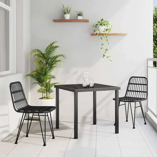 Ensemble de salle à manger pour jardin 3 pcs Noir