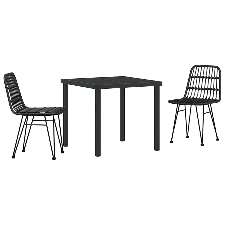 Ensemble de salle à manger pour jardin 3 pcs Noir - 2