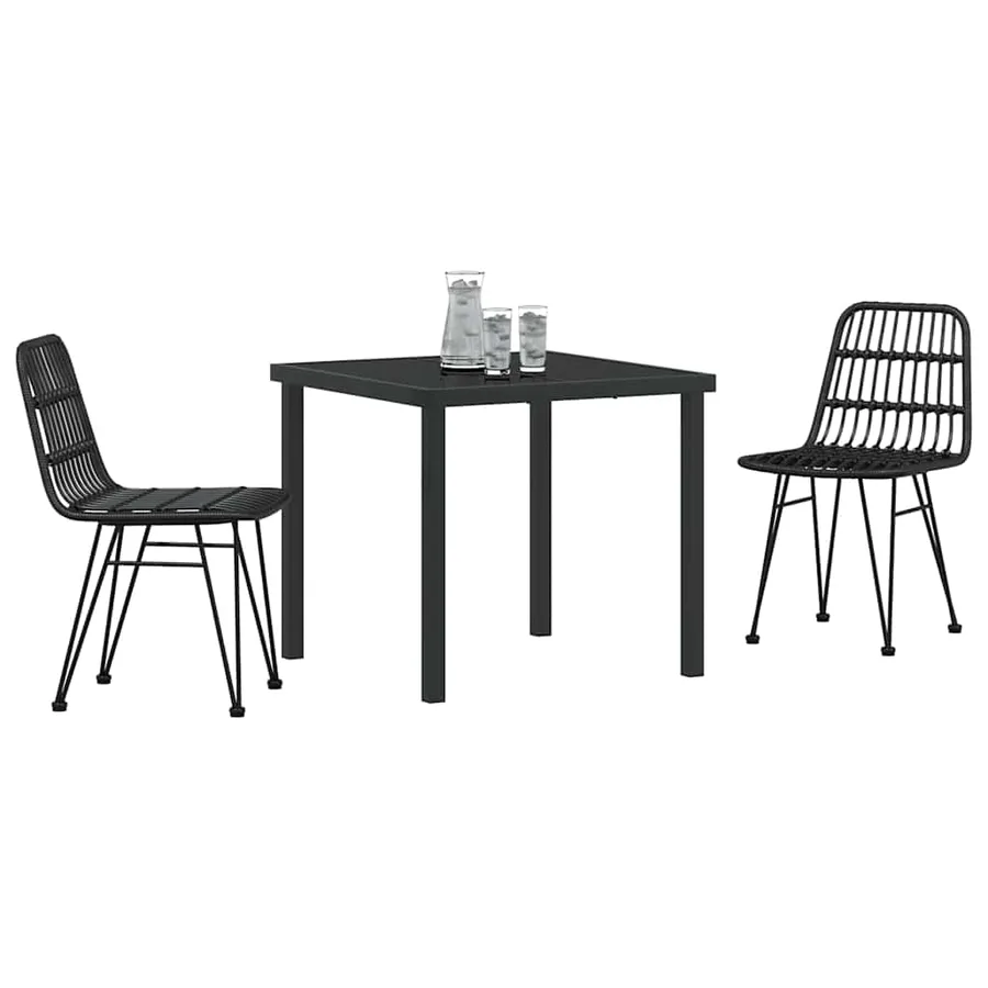 Ensemble de salle à manger pour jardin 3 pcs Noir - 3
