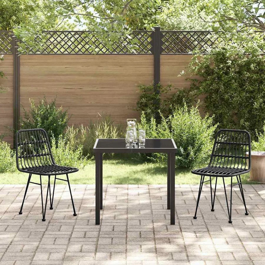 Ensemble de salle à manger pour jardin 3 pcs Noir - 4