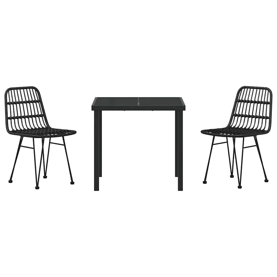 Ensemble de salle à manger pour jardin 3 pcs Noir - 7