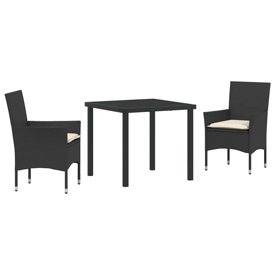 Ensemble de salle à manger pour jardin 3 pcs Noir polyrotin - 2
