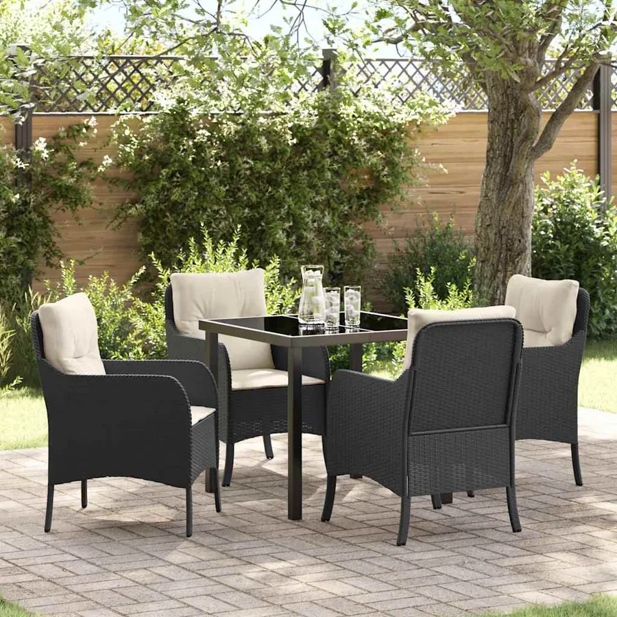 Ensemble de salle à manger pour jardin 5 pcs Noir polyrotin