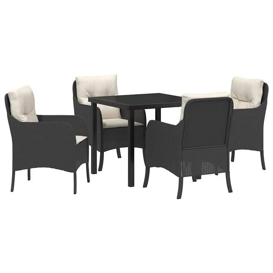 Ensemble de salle à manger pour jardin 5 pcs Noir polyrotin - 2