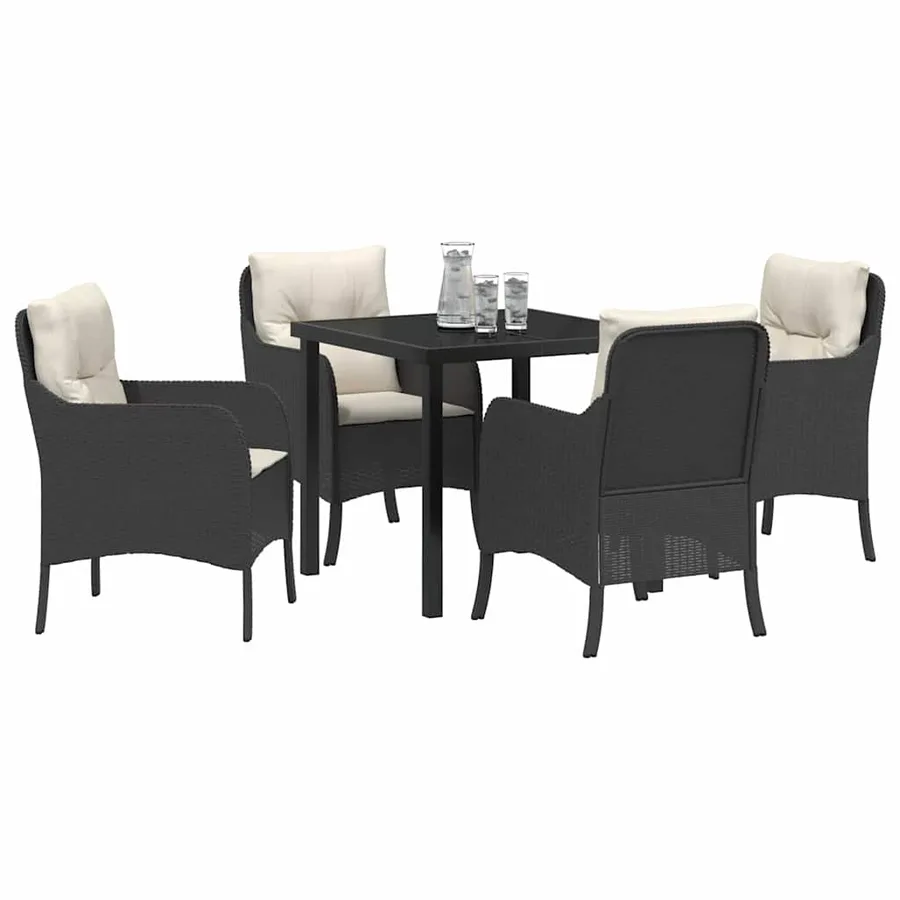 Ensemble de salle à manger pour jardin 5 pcs Noir polyrotin - 3
