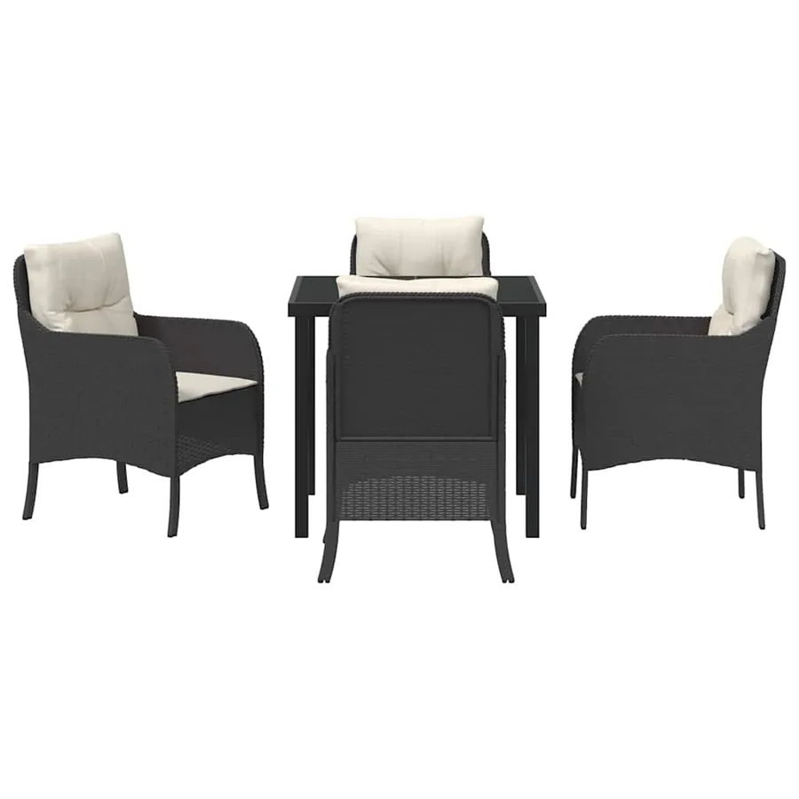 Ensemble de salle à manger pour jardin 5 pcs Noir polyrotin - 7