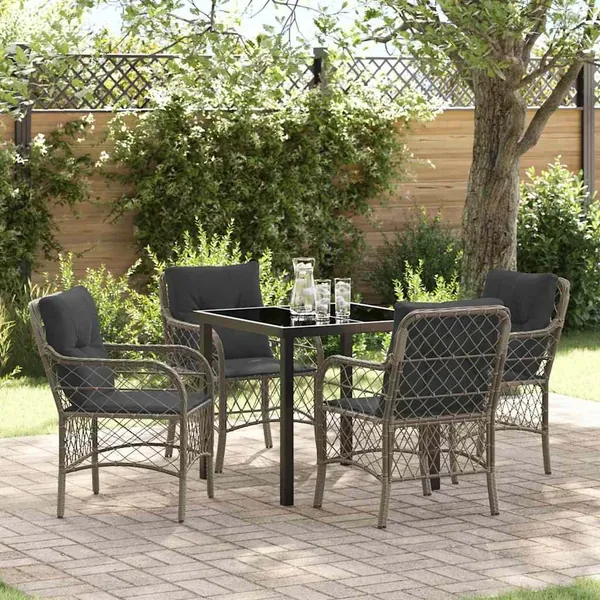 Ensemble de salle à manger pour jardin 5 pcs Gris polyrotin