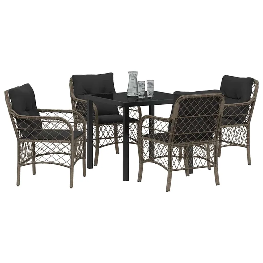 Ensemble de salle à manger pour jardin 5 pcs Gris polyrotin - 3
