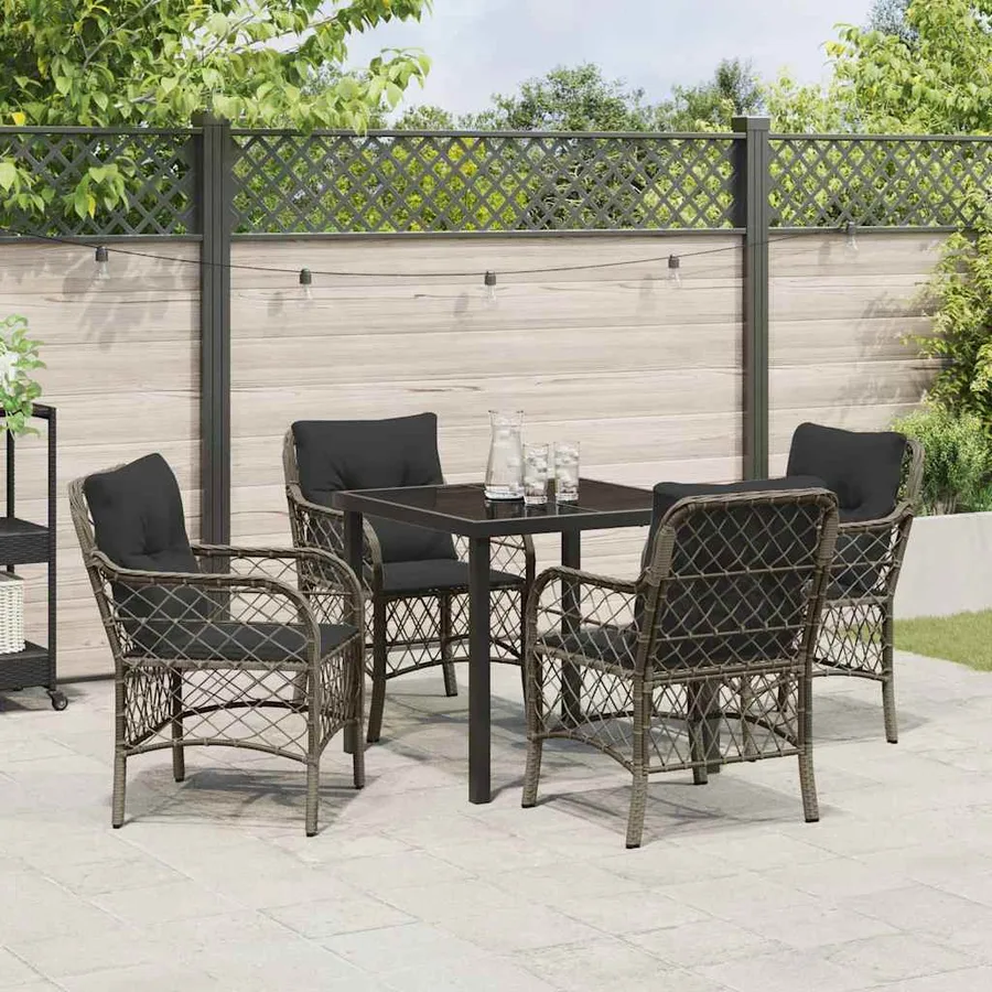 Ensemble de salle à manger pour jardin 5 pcs Gris polyrotin - 4