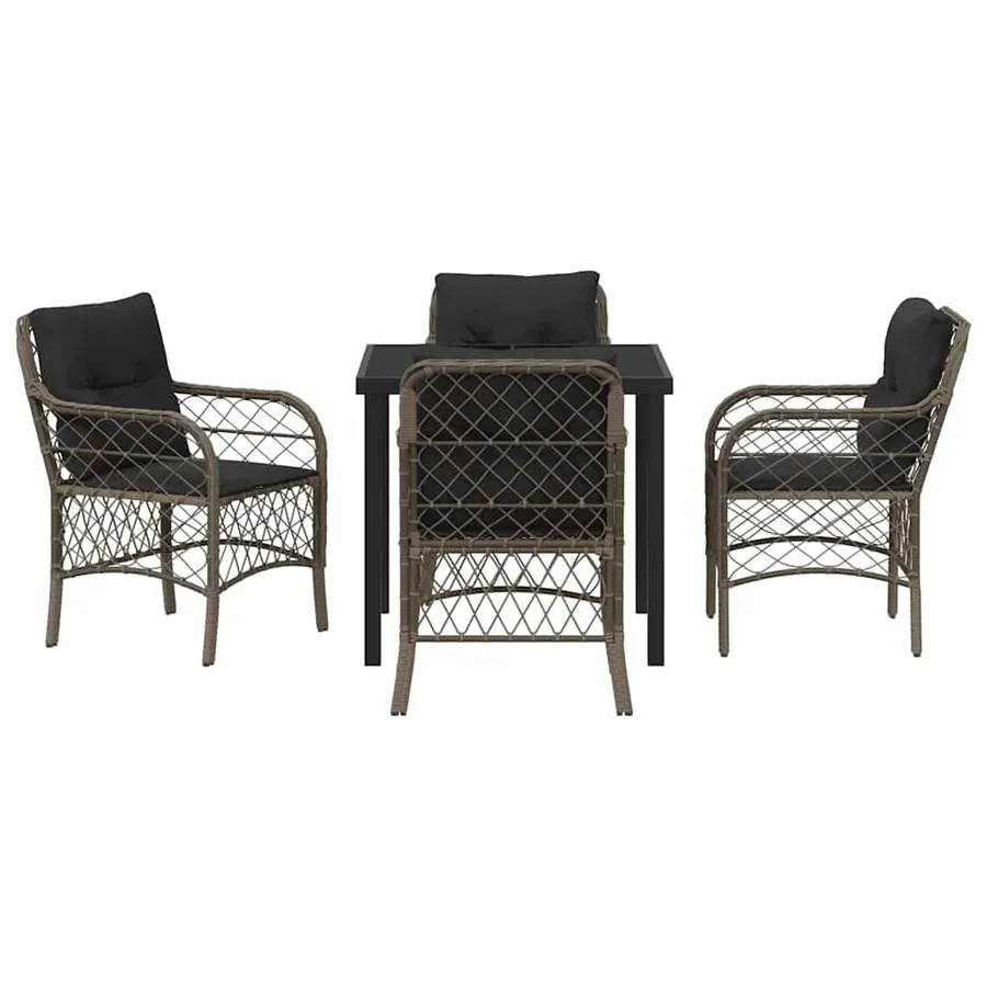 Ensemble de salle à manger pour jardin 5 pcs Gris polyrotin - 7