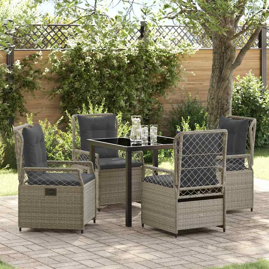 Ensemble de salle à manger pour jardin 5 pcs Gris clair