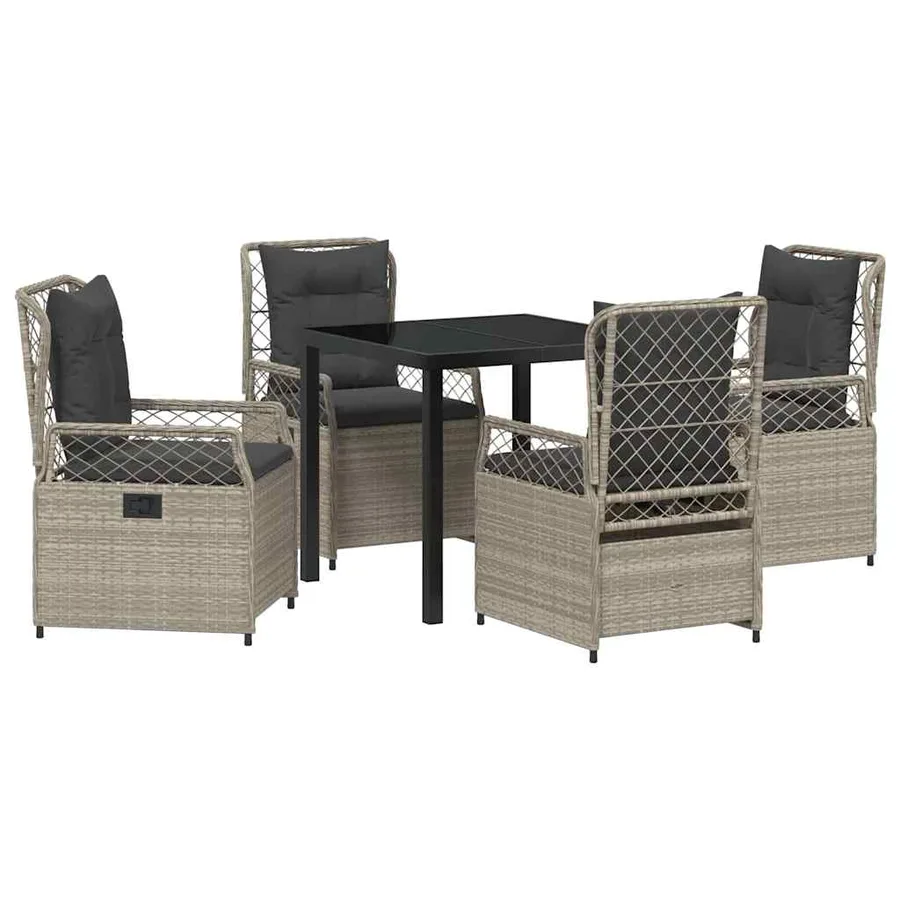 Ensemble de salle à manger pour jardin 5 pcs Gris clair - 2
