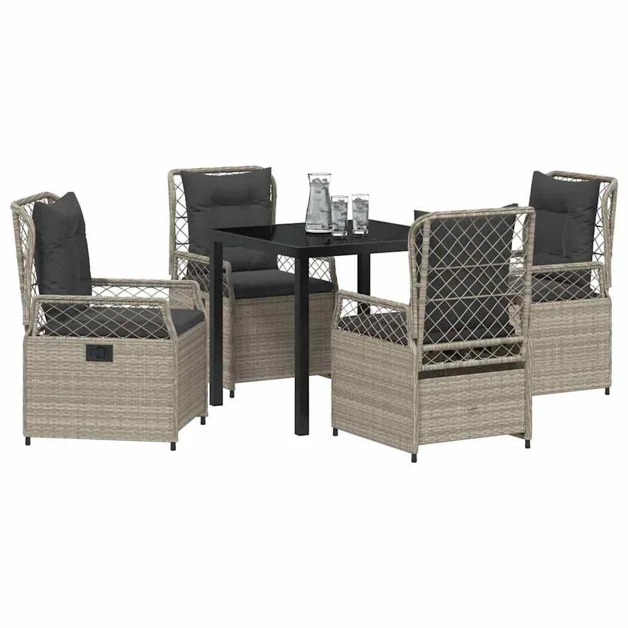 Ensemble de salle à manger pour jardin 5 pcs Gris clair - 3