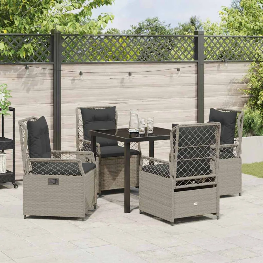 Ensemble de salle à manger pour jardin 5 pcs Gris clair - 4