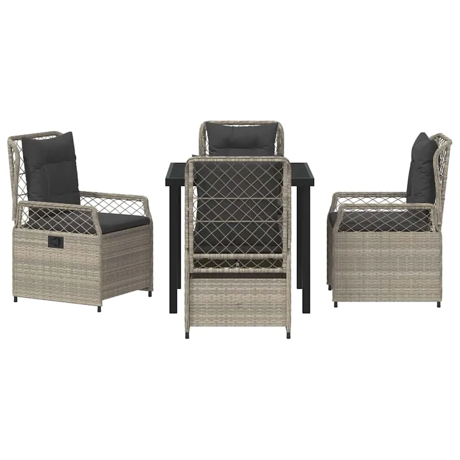 Ensemble de salle à manger pour jardin 5 pcs Gris clair - 7