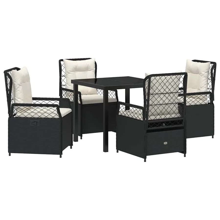 Ensemble de salle à manger pour jardin 5 pcs Noir polyrotin - 2