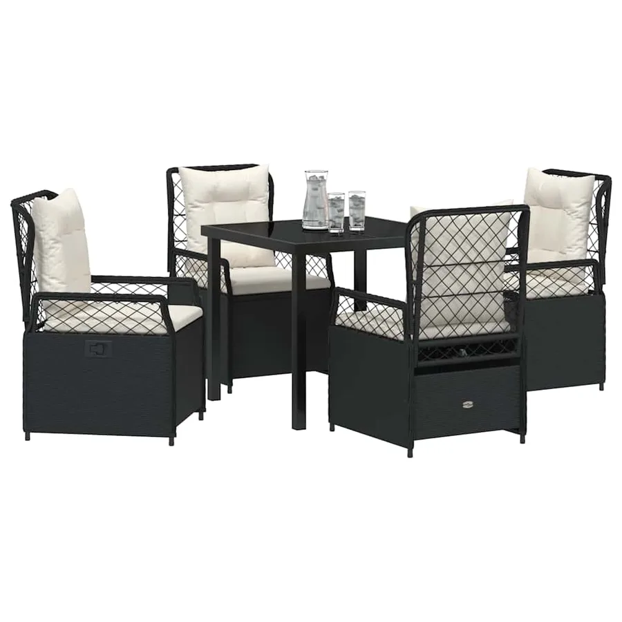 Ensemble de salle à manger pour jardin 5 pcs Noir polyrotin - 3
