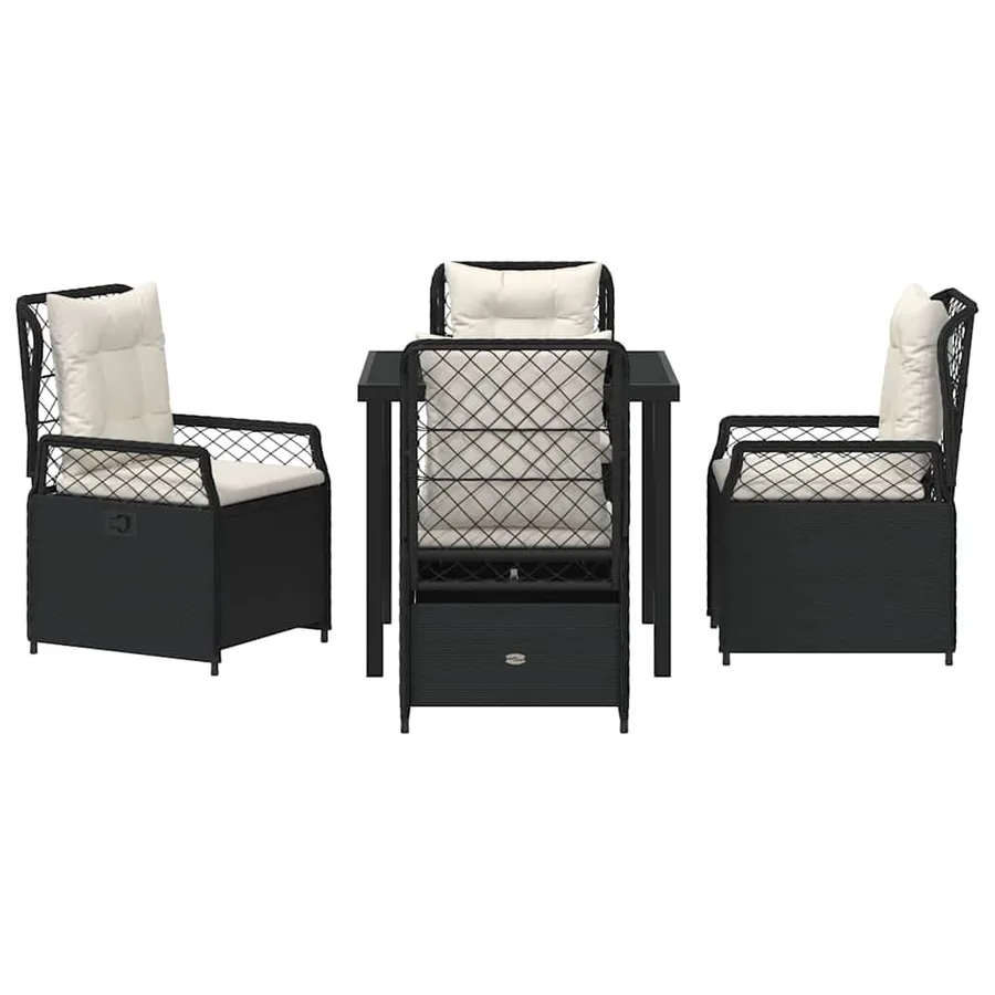 Ensemble de salle à manger pour jardin 5 pcs Noir polyrotin - 7